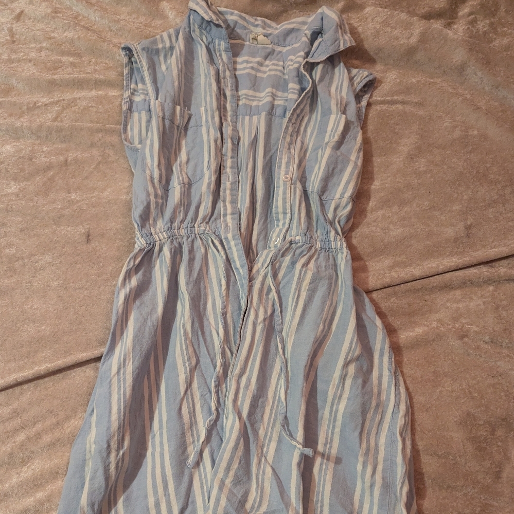 Striped Blue and White Sleeveless Dress